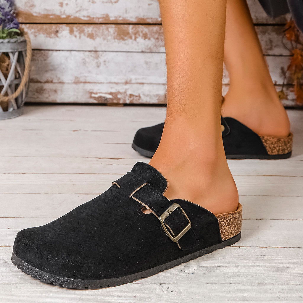 Baotou รองเท้าแตะ Casual Soft Sole Slip-On Lazy Boken รองเท้าแตะผู้ชายผู้หญิง Birkenstock Cork รองเท