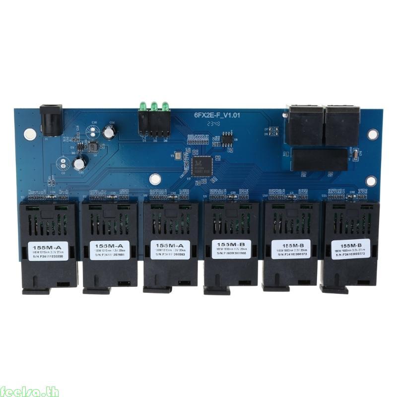 Feela 2 RJ45 ถึง 6SC Fiber Optics การเชื่อมต่อ 100M PCBA บอร์ดไฟเบอร์ออปติก Media Converters 1310nm 