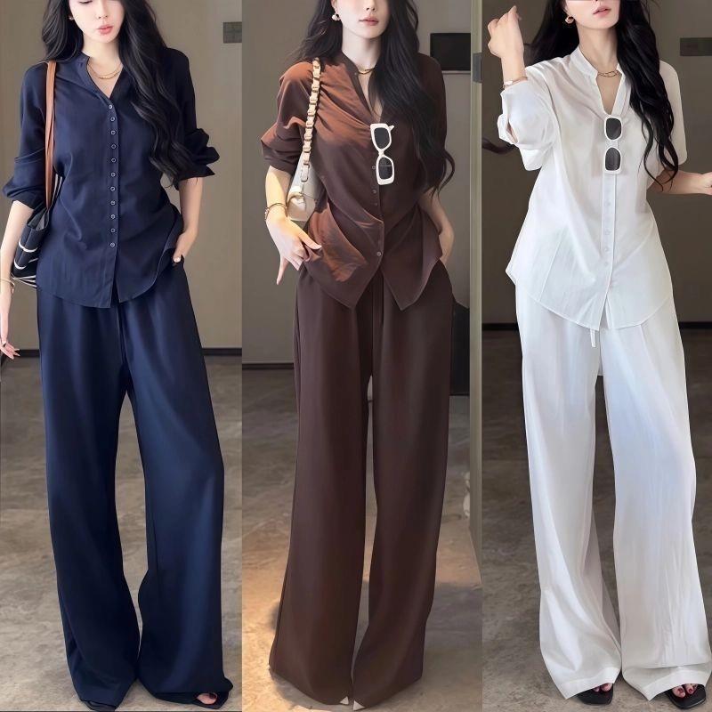 Minimalist Old Money สไตล์ขี้เกียจ All-Match High-End เสื้อสูทแขนยาว+กางเกงลําลองหลวม Feeling Extrav