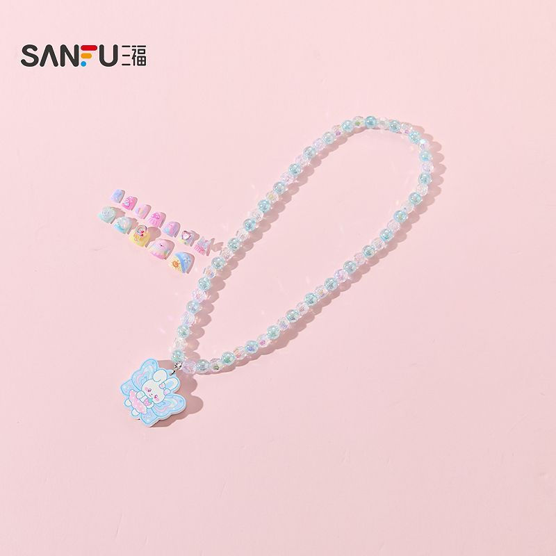 CH~[Sanfu]Children's Nail Art Pieces Necklace Set Hair Accessories Cute, playful, and fun decorative