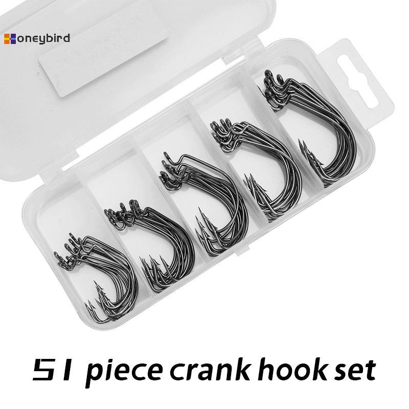 Kaleidoscope Small Five Grid Box Set 51 Crank Hooks, Bla Niel Fishing Hooks, Fishing Gear, Bait, And