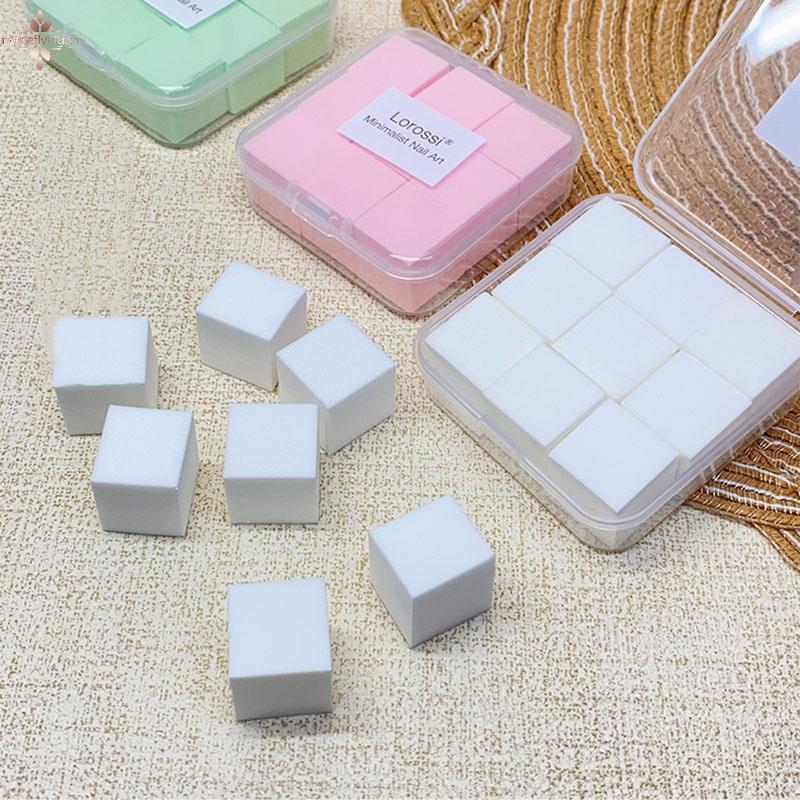 Nf 2 ซม./0.79in Soft Nail Art ฟองน้ํา 9 ชิ้น/กล่องเล็บ Stamper Gradient Effect ภาพวาดเจลย้อมสีเครื่อ