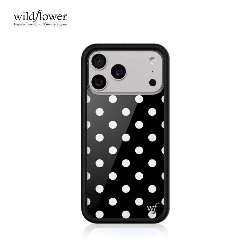 Wildflower ดอกไม้ป่า Y2K คลาสสิกลายจุดสีดําและสีขาวกันกระแทก wf เคสโทรศัพท์สําหรับ ไอโฟน iPhone 18 1