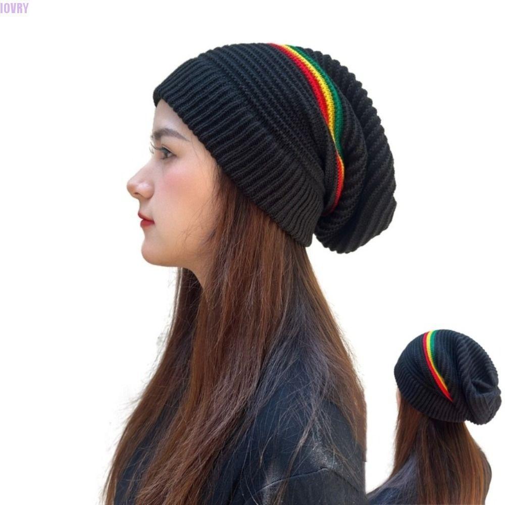 IVORY ทอผ้า Reggae หมวก, ลายสี Hip Hop หมวก Jamaica ถักหมวก, แฟชั่น Beanies Pullover Casual Wear War
