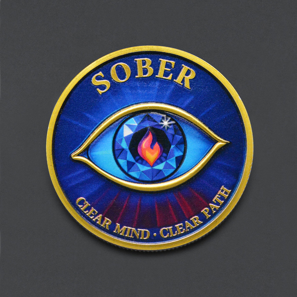 เหรียญที่ระลึกต่างประเทศ Clear Mind Sober เหรียญสามมิตินูนป้ายโลหะงานฝีมือ 9.3