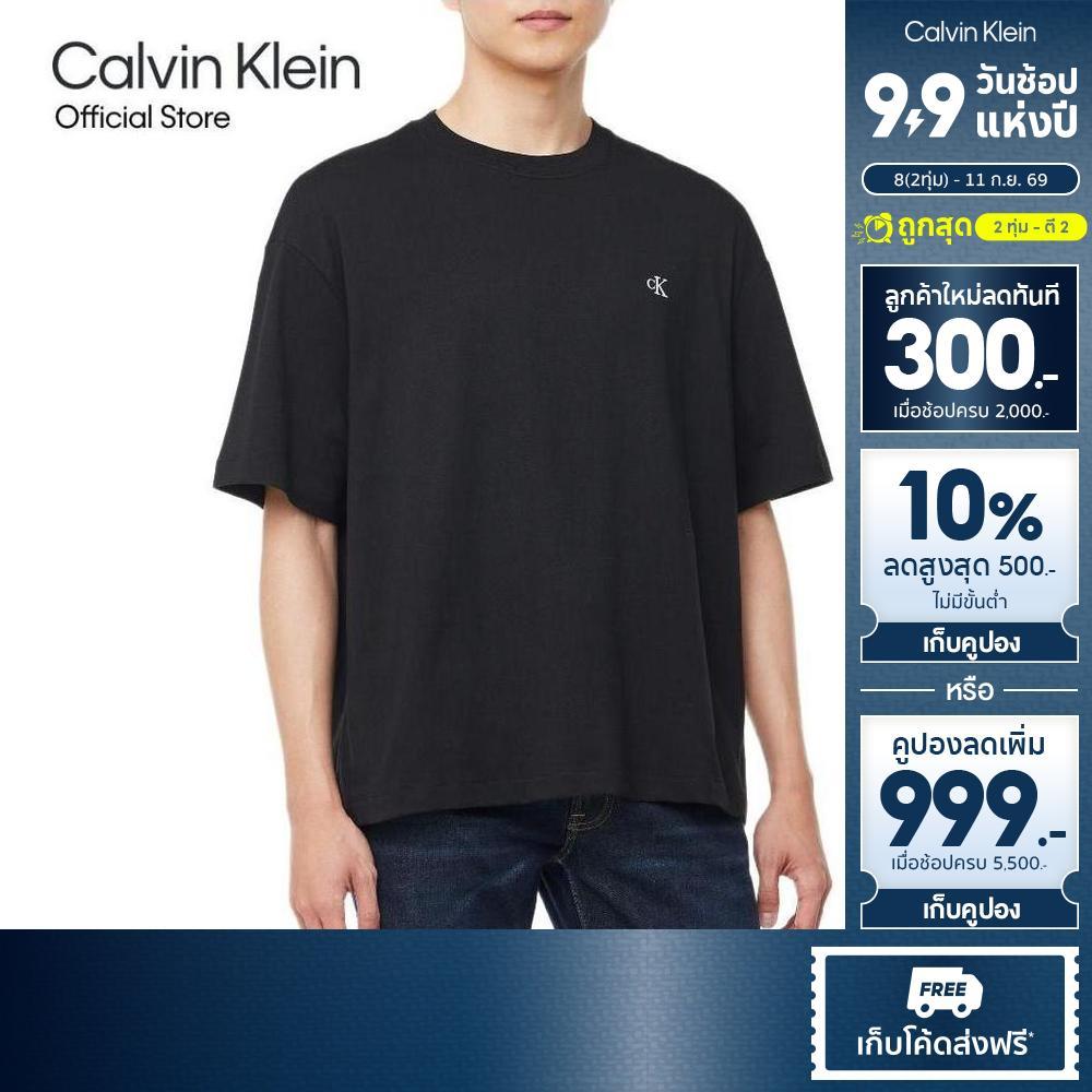 CALVIN KLEIN เสื้อยืดคอกลมแขนสั้นผู้ชาย Archive Logo ทรง Relaxed รุ่น 40HM229 UB1 - สีดำ
