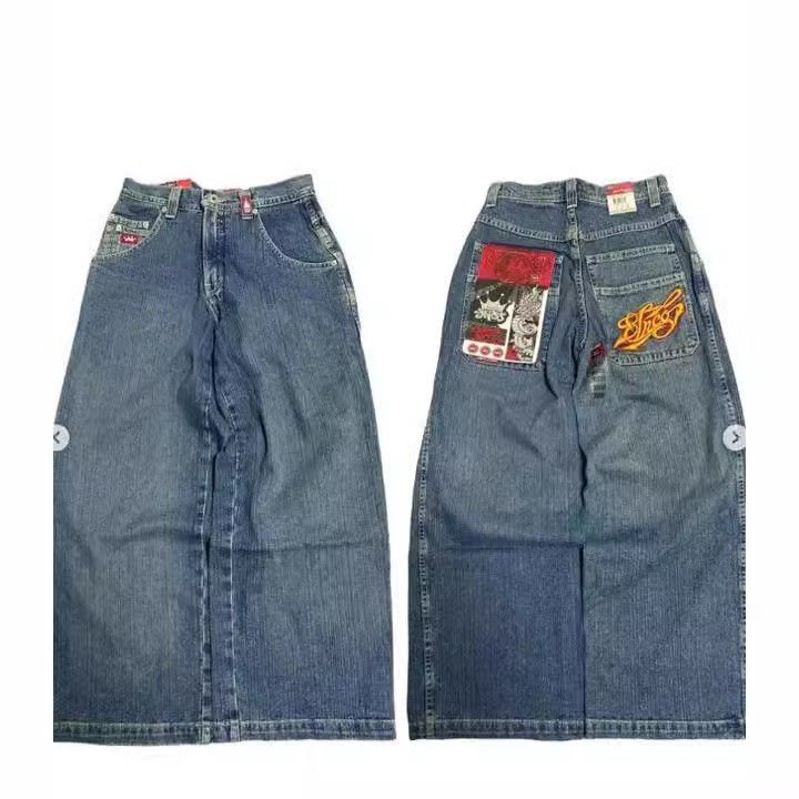 กางเกงยีนส์ขากว้าง jnco American Street Hip-Hop Unique Harajuku y2k กางเกงลําลองตรง