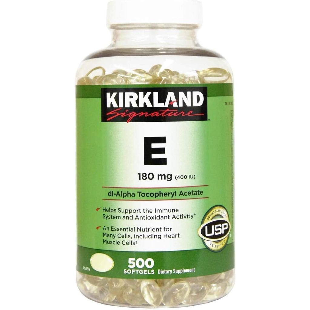 Kirkland Signature Vitamin E 180mg, 500 ซอฟท์เจล O2VU