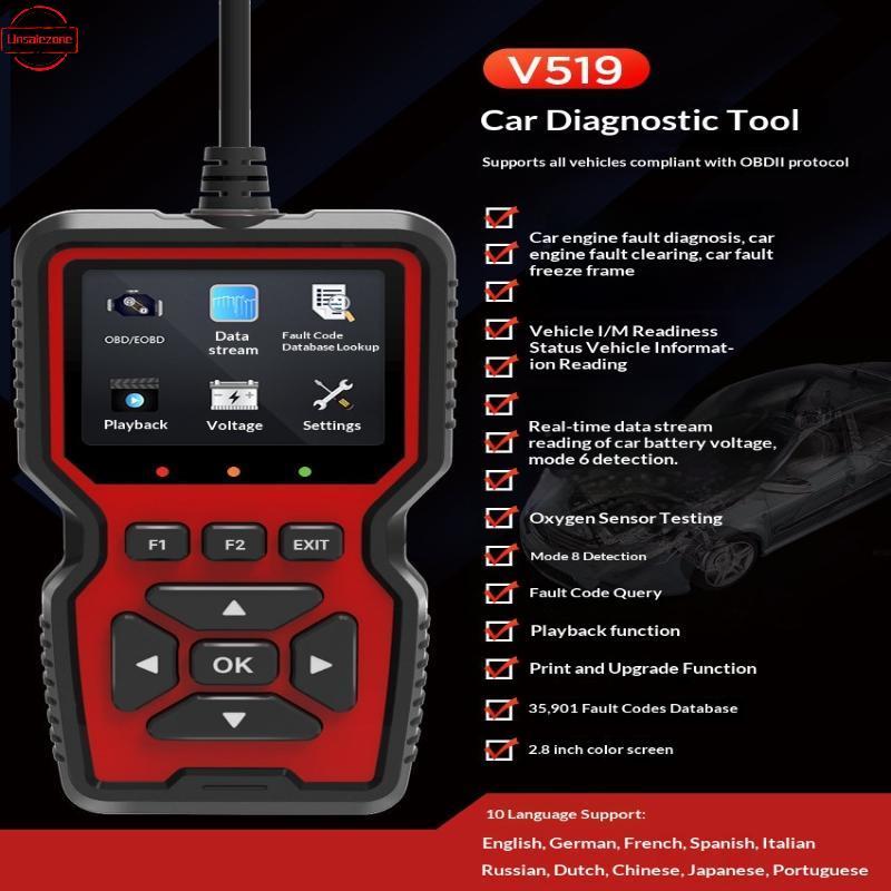 OZTH Usb Powered V519 Professional Obd2 Scanner สําหรับวินิจฉัยรถยนต์พร้อม Fast Data Reading ใช้ในบ้