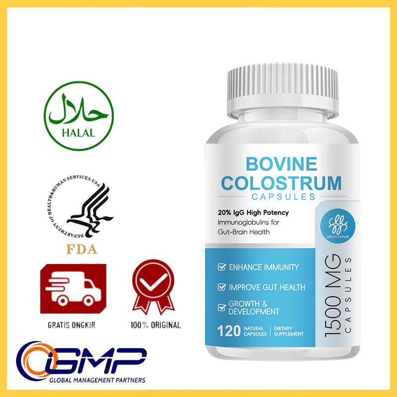 Bovine Colostrum Capsules 1500mg 120 Capsules 20% IgG ผลิตภัณฑ์เสริมอาหารคอลอสตรัม สูตรเข้มข้น