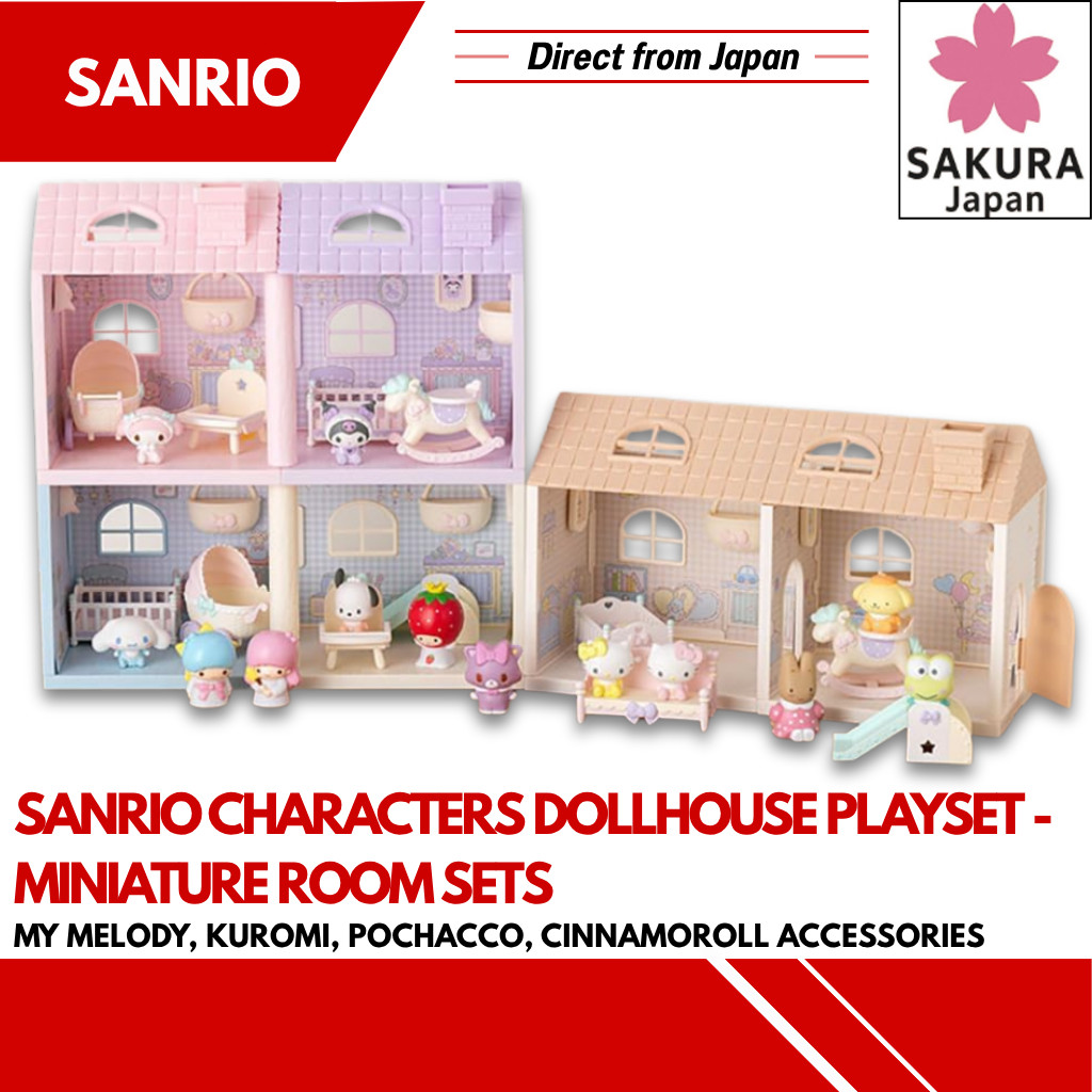 Sanrio Characters Dollhouse Playset - Miniature Room Sets with My Melody, Kuromi, Pochacco, Cinnamoroll Accessories / Dollhouse/Dollhouse Deluxe/563943/564036/564125/563994/564354