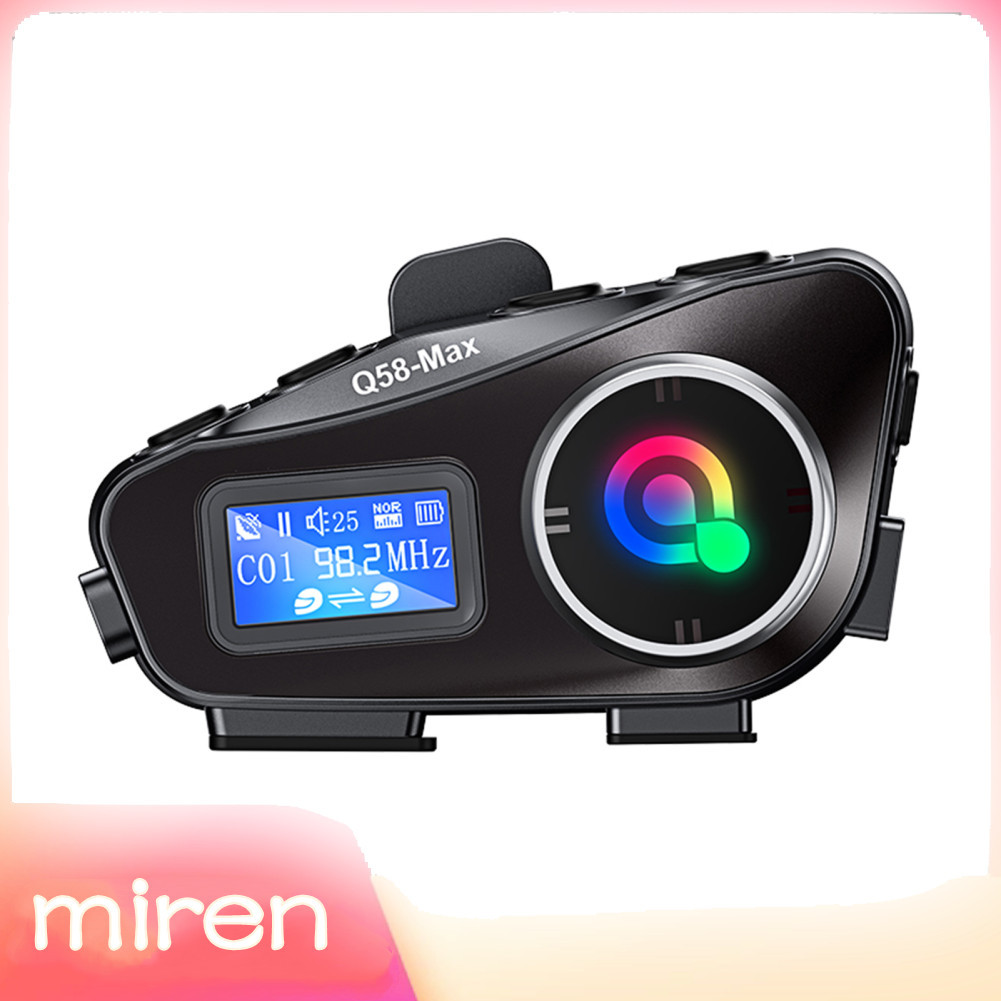 Miren-th Miren-th Q58 Max Wireless รถจักรยานยนต์ Intercom ชุดหูฟังตัดเสียงรบกวนสำหรับผู้ขับขี่ 2 คนพ