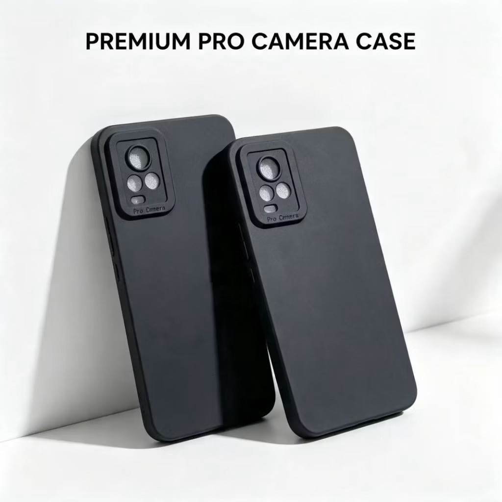 Softcase Casing Pro Camera Vivo V20 V21 4G V21E V21 5G Y73 4G Silicone Black Plain Full Black