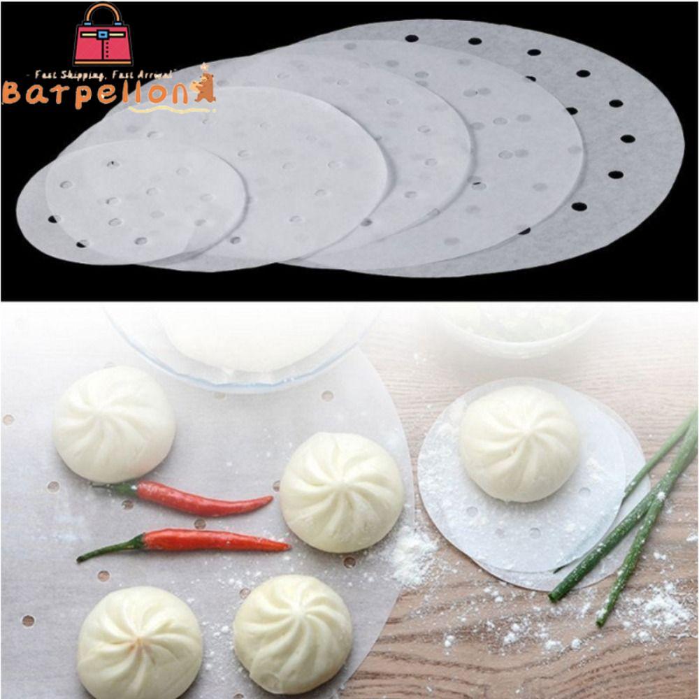 BARPELLON 100 ชิ้น Buns ขนมอบกระดาษไม่ติด, 4/5/6/7/8in รอบกระดาษ Steamer, ทิ้ง Buns Pad กระดาษครัวทํ