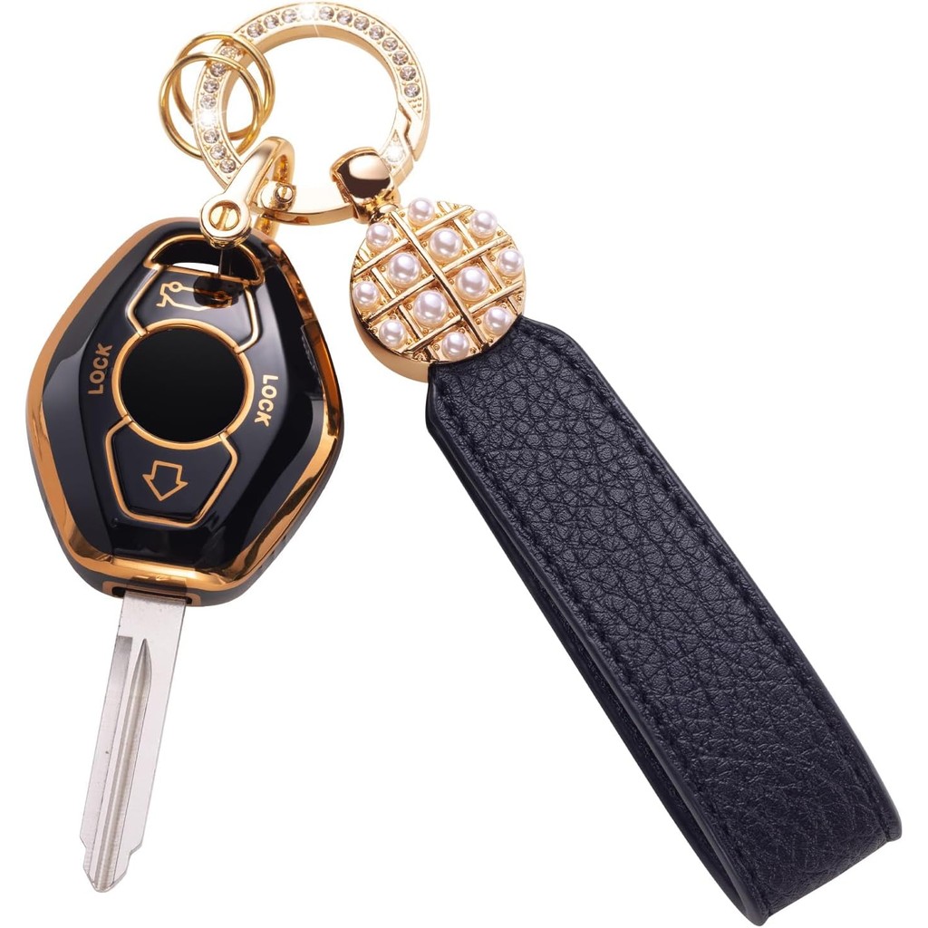 สําหรับ BMW Key Fob ฝาครอบหนัง Lanyard, Key Case ป้องกัน Fit สําหรับ BMW 3 5 7 Series M3 M5 M6 X3 X5