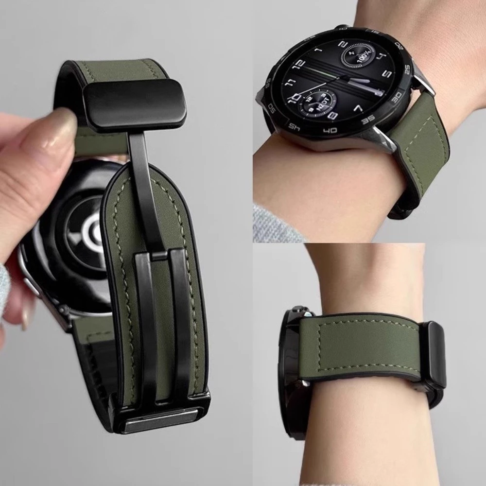 18 20 22mmStrap สําหรับ Huawei นาฬิกา GT7/6/5/4/3/GT5 pro 46 มม.42 มม.41 มม./GT Runner 1/2 หนังสร้อยข้อมือแม่เหล็กสําหรับ Amazfit active2/Bip 5/6 สายคล้อง