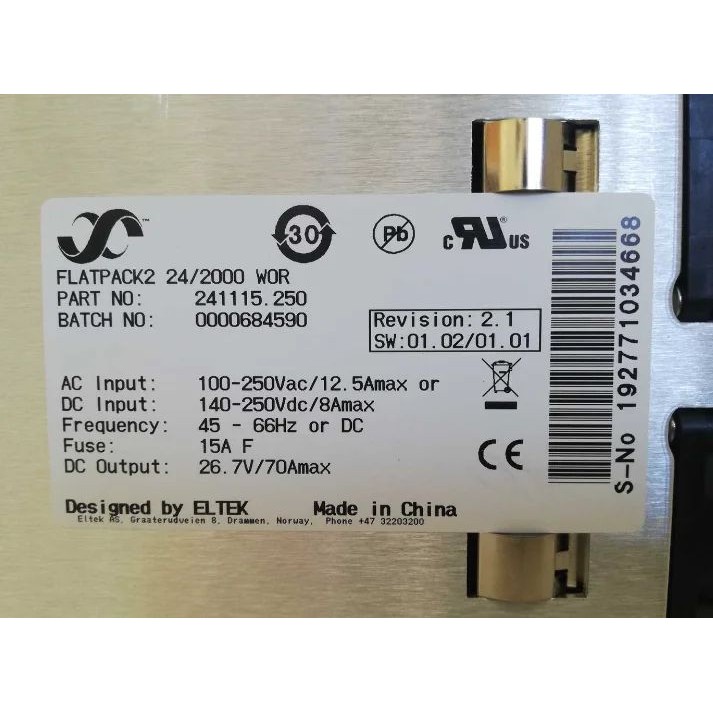 การจัดส่งเดิมTelecom Power Supply Module Eltek โมดูลการสื่อสาร Flatpack2 24/2000 WOR 241115.250 26.7