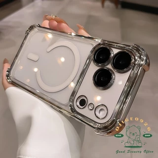 เคส iPhone17 Plated ถุงลมนิรภัยป้องกันการล่มสลายเคสโทรศัพท์แม่เหล็ก iphone17 Pro Max 16 15 14 13 12 เคสสําหรับ iPhone เคสซิลิโคนนิ่ม TPU กันกระแทก