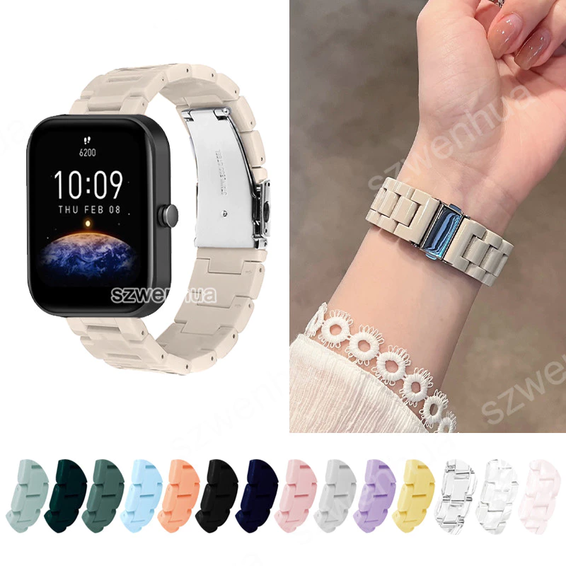 หัวเข็มขัดสแตนเลสสีลูกกวาดสายเรซินสําหรับ Huami Amazfit Bip 6 5 3 Pro GTR Mini 4 3 2 42 มม.47 มม.GTR2 GTR 2E GTR4 GTR3 Pro