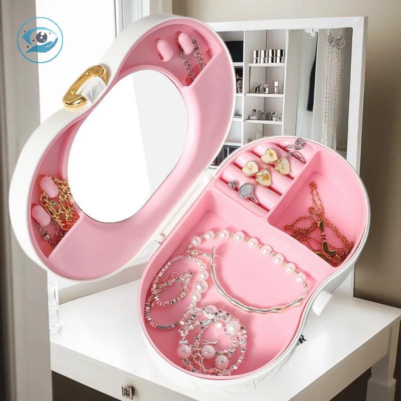 [Smw] มินิมัลติฟังก์ชั่โบว์กล่องเก็บเครื่องประดับแบบพกพาบ้านเดินทางต่างหูสร้อยคอกรณีการจัดเก็บสําหรั