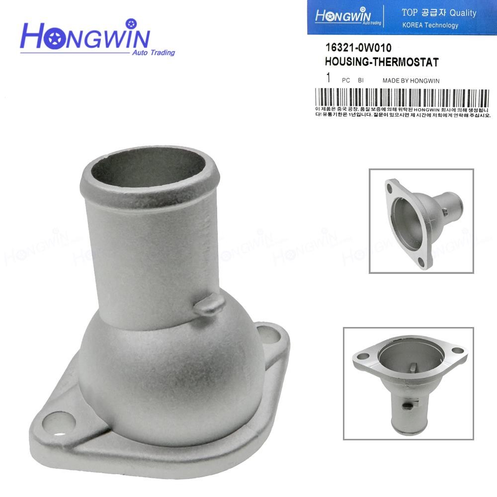OE : 16321-0W010 163210W010 เครื่องยนต์ Coolant Thermostat Housing Water Outlet เหมาะกับ Toyota Taco