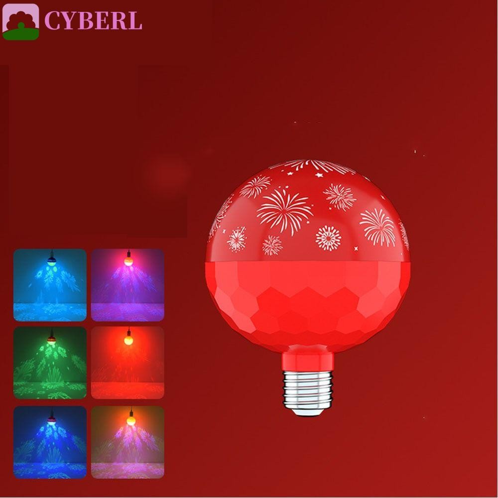 CYBERLINX หลอดไฟสีสันสดใสปีใหม่, หลอดไฟฉายภาพความสุขโชคดี, เปลี่ยนสีอวยพรสไตล์จีน E27 เกลียวปาร์ตี้ 