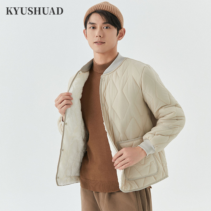 KYUSHUAD เสื้อแจ็คเก็ตผู้ชาย ออกแบบสไตล์เบสบอล หนามากและอบอุ่นในฤดูหนาว