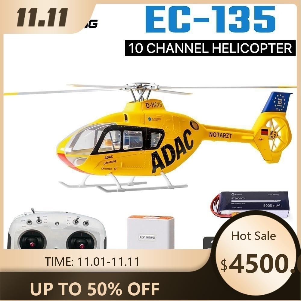 FlyWing EC-135 RC เฮลิคอปเตอร์ 10 ช่อง 6 แกน Gyro 1000M M10 GPS 5000mAh เครื่องบินควบคุมระยะไกลพร้อม