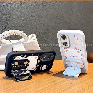 เหมาะสําหรับ OPPO A18 A38 A78 A58 4G 5G เคสโทรศัพท์ใหม่น่ารักหมีกระจกขาตั้ง lprotective พร้อมความงามปกอ่อน JT07