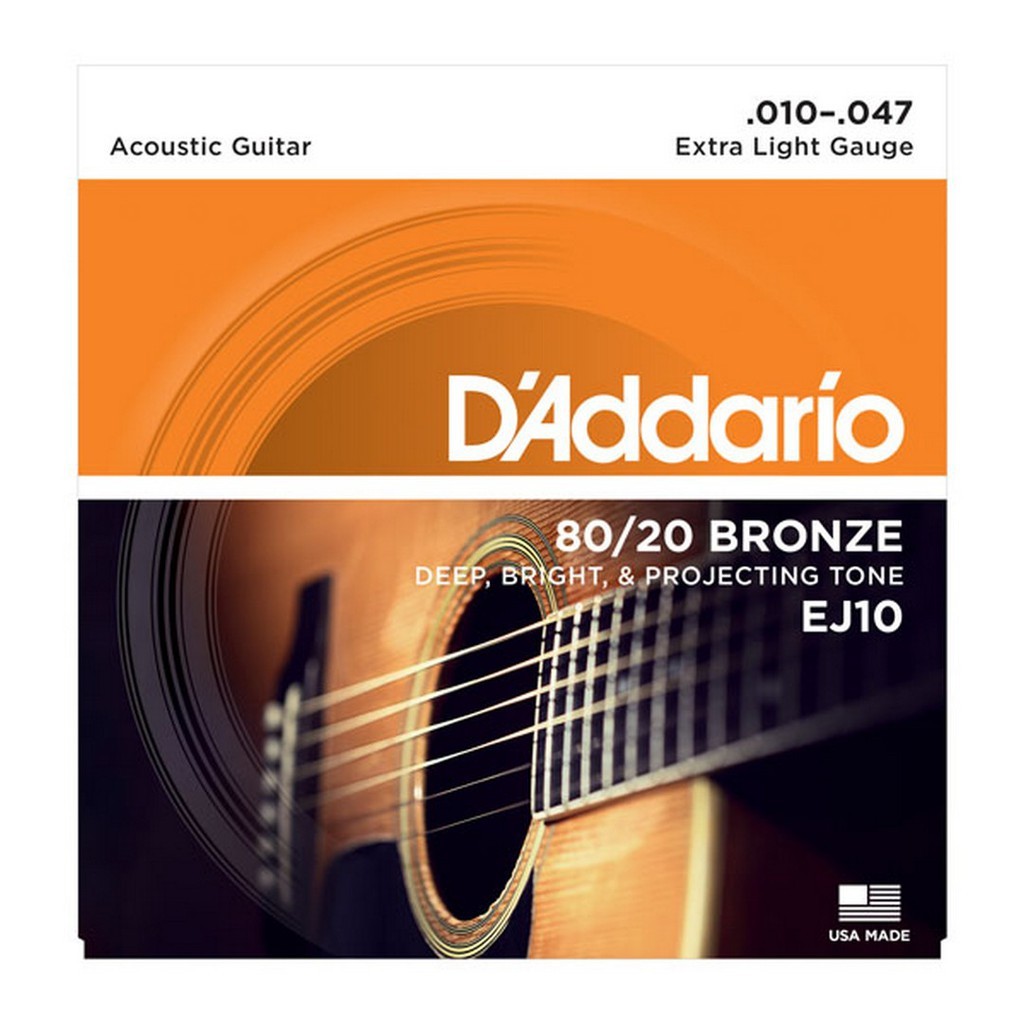 D'ADDARIO MAGELJAYA Daddario สายอะคูสติก 80/20 สายกีต้าร์ดั้งเดิมสีบรอนซ์ EJ10 EJ11 EJ13