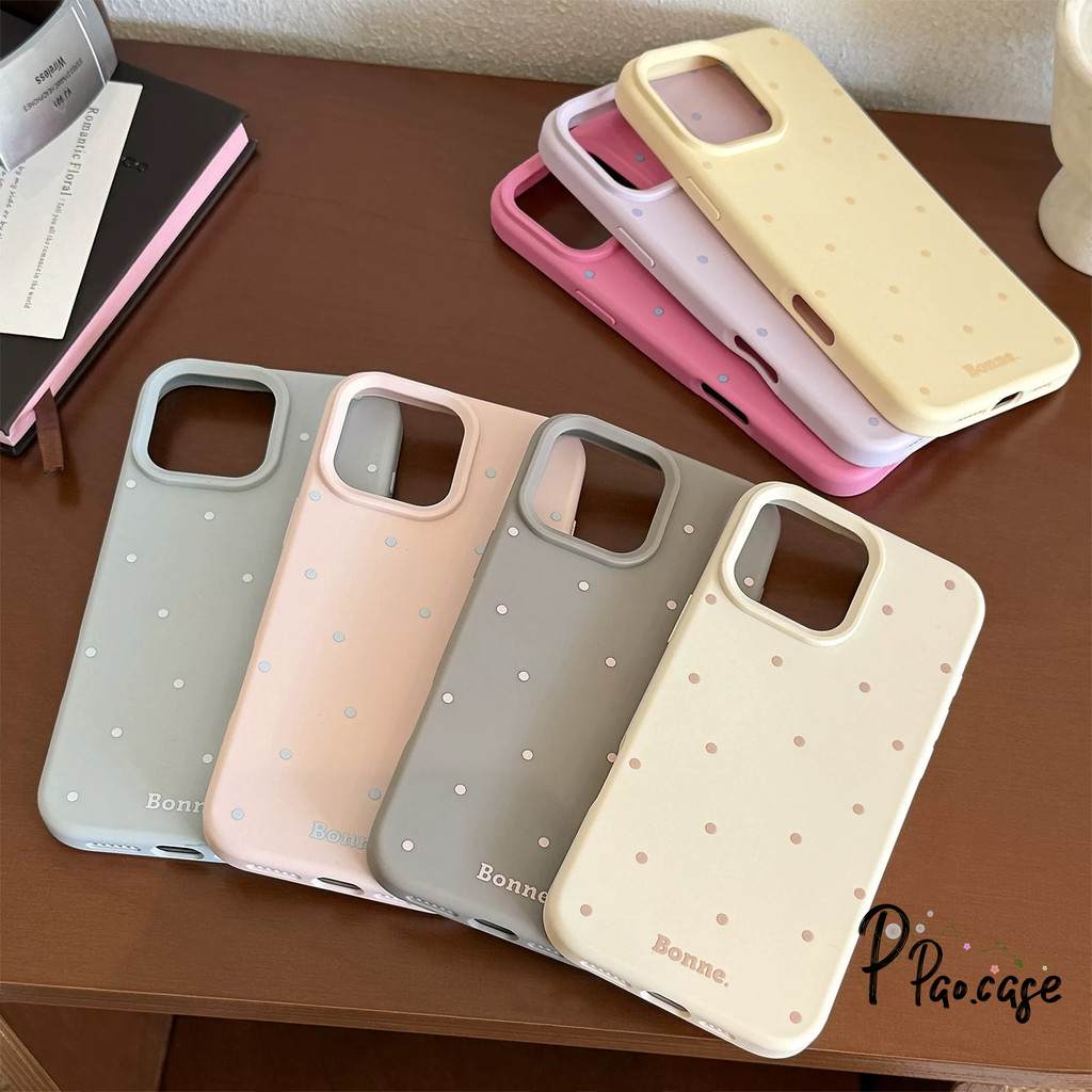 เคสไอโฟน15เข้ากันได้กับIPhone 17 AIR 13 11 16 12 15 14 Pro Max XR X XS Max 7 14 16 8 Plus เคสหนังลายจุดสีพื้นเรียบง่าย