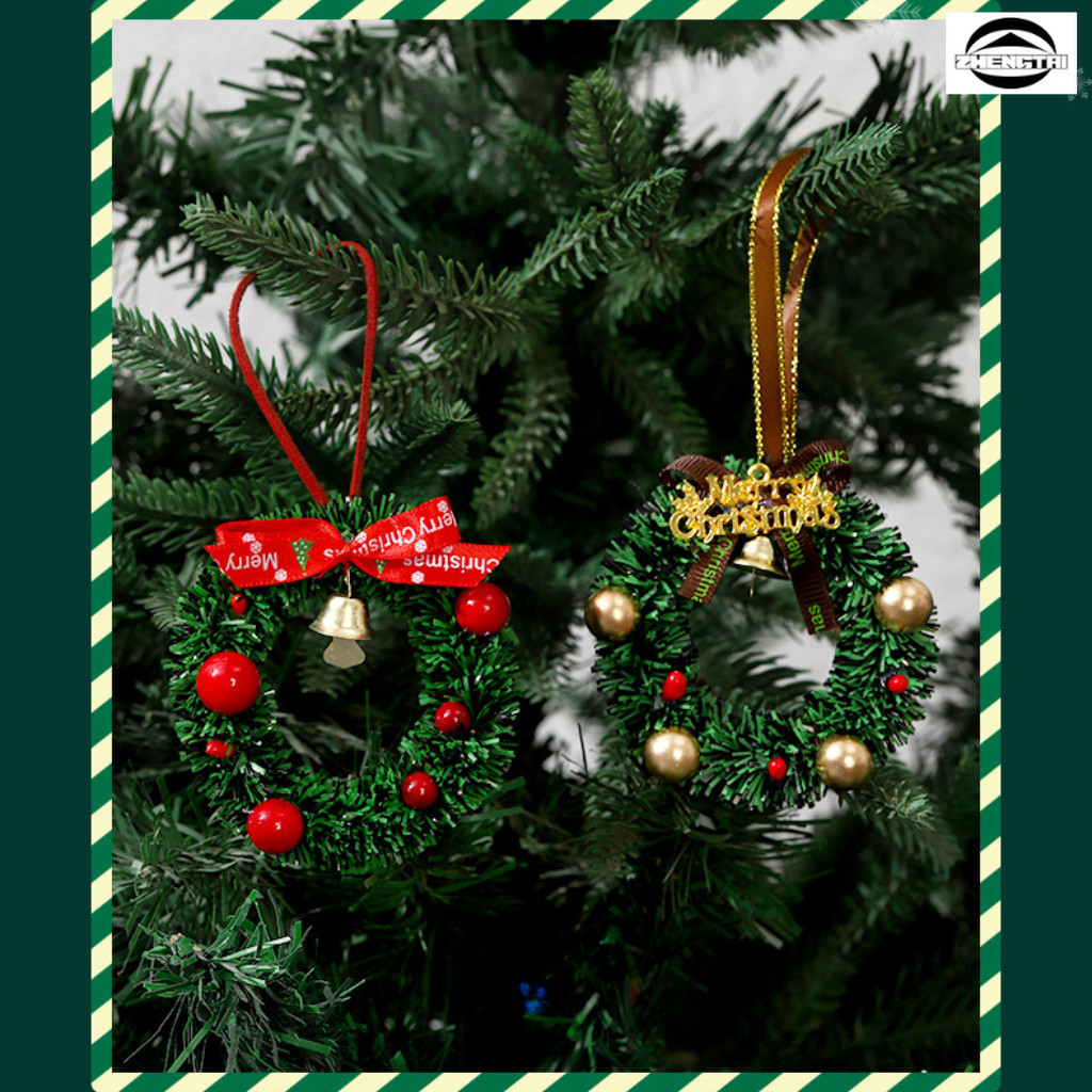 พวงหรีดคริสต์มาส 3 มิติ พวงหรีดคริสต์มาสจำลองขนาดเล็กที่สร้างสรรค์ พวงหรีดคริสต์มาสทำมือ ของตกแต่งบ้าน ตกแต่งงานปาร์ตี้