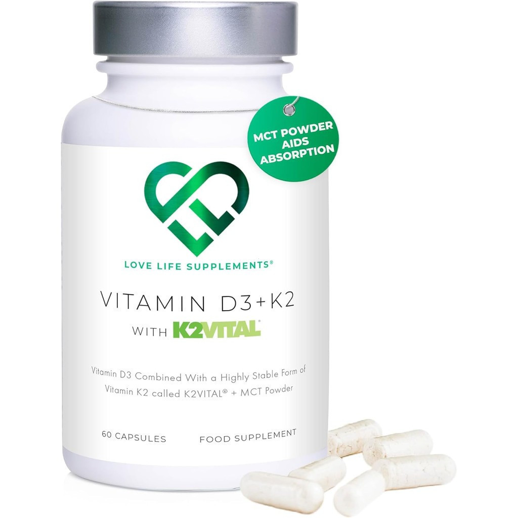 วิตามิน D3 + K2, 3000iu D3 + 100μg K2, อุปทาน 2 เดือน - 60 แคปซูล, ผง MCT สําหรับการดูดซึมที่เหนือกว