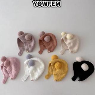 YOWFEM หมวกไหมพรมเด็ก, อบอุ่นพร้อมหมวกบอลบีนนี่, ฝากระโปรงเด…