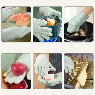 ยางซิลิโคนถุงมือเตาอบคุณภาพสูงทนความร้อน, ฝาครอบนิ้วและถุงมือเตาอบ, ชุดถุงมือรมควัน, ครัวทําอาหารเนื้อบาร์บีคิวเครื่องมืออบ