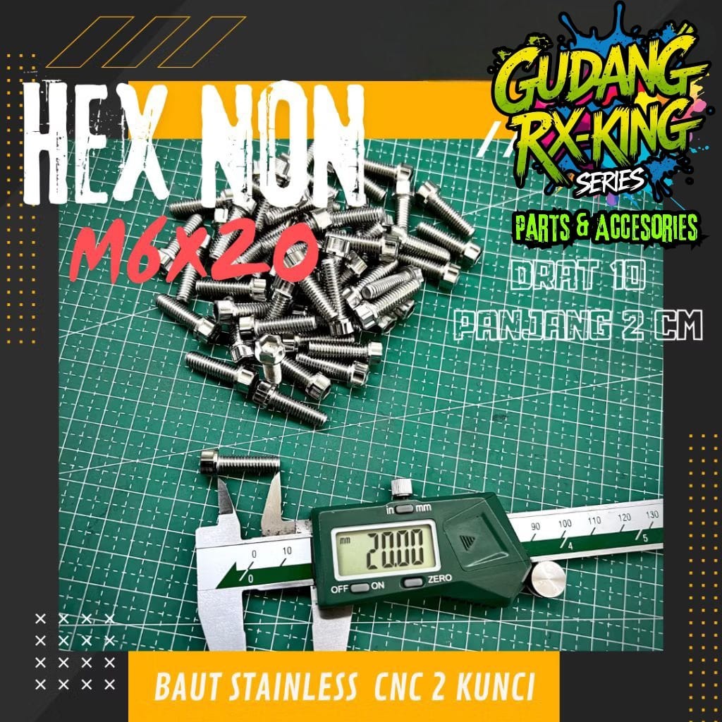 M6x20 mm STAINLESS CNC BOLT 2 HN KEYS M6x20mm (หน่วย)
