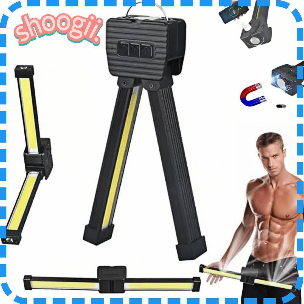 SHOOY ไฟฉาย, LED 7th Gear Dimming Gym Lamp, รุ่นดูดแม่เหล็กพร้อมตะขอแขวนไฟทํางานพับได้ 180 องศา