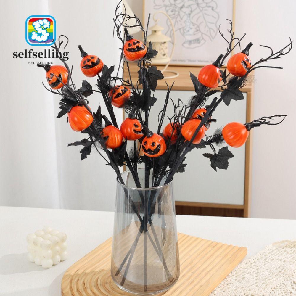 SELFS Pumpkin Maple Leaf Decor, Flannelette Berry สาขาฟักทอง Berry สาขา, Harvest ฤดูใบไม้ร่วงประดิษฐ