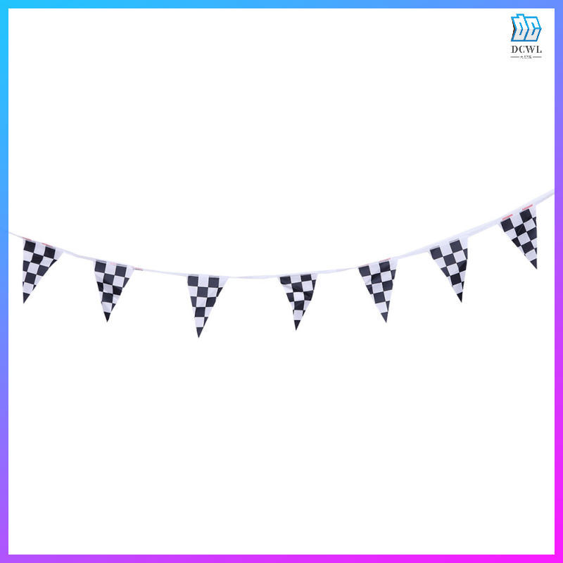 Race Cars Racing Flag Banner อุปกรณ์ปาร์ตี้ธีมสามเหลี่ยม wanlidac