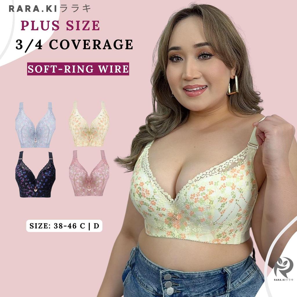 RARAKI PSFF 011 Plus-Size Allure Support Beta Bra 3/4-Coverage (ขนาด 38-46 C/D) Cup 5-Hook Soft-Ring