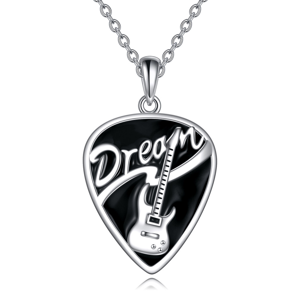 วันนี้S Pick Sterling Silver Music Guitar Pick Pendant Necklace Jewelry Gift For Women