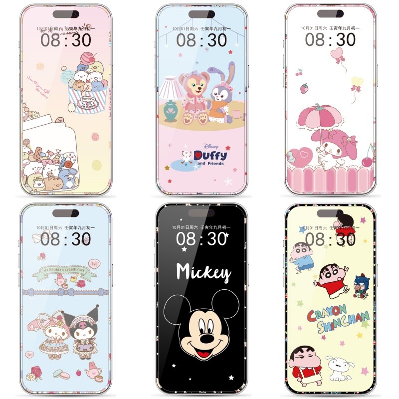 3D น่ารัก 9H การ์ตูนฟิล์มป้องกันหน้าจอกระจกนิรภัยฟิล์มสําหรับ iphone x xs xsmax xr 11 12 13 14 15 16 17 Pro max plus