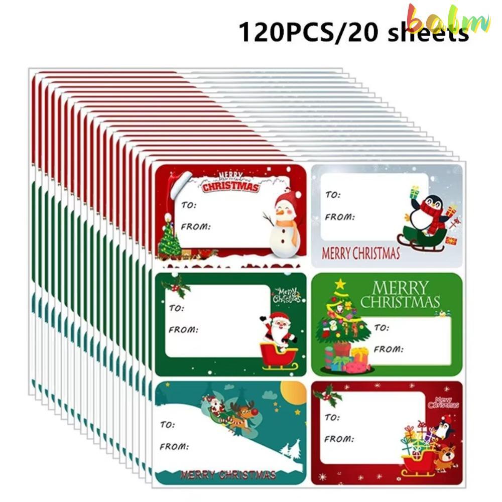 BALM Gift Paper Sticker, Biscuit Package Wrapping Seal Labels Merry Christmas Labels, Self Adhesive 