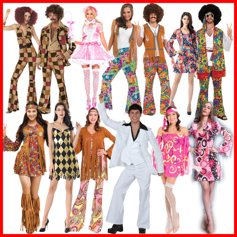 ชุดฮิปปี้ retro สไตล์ปี 70 และชุดดิสโก้ สำหรับงาน.party Halloween