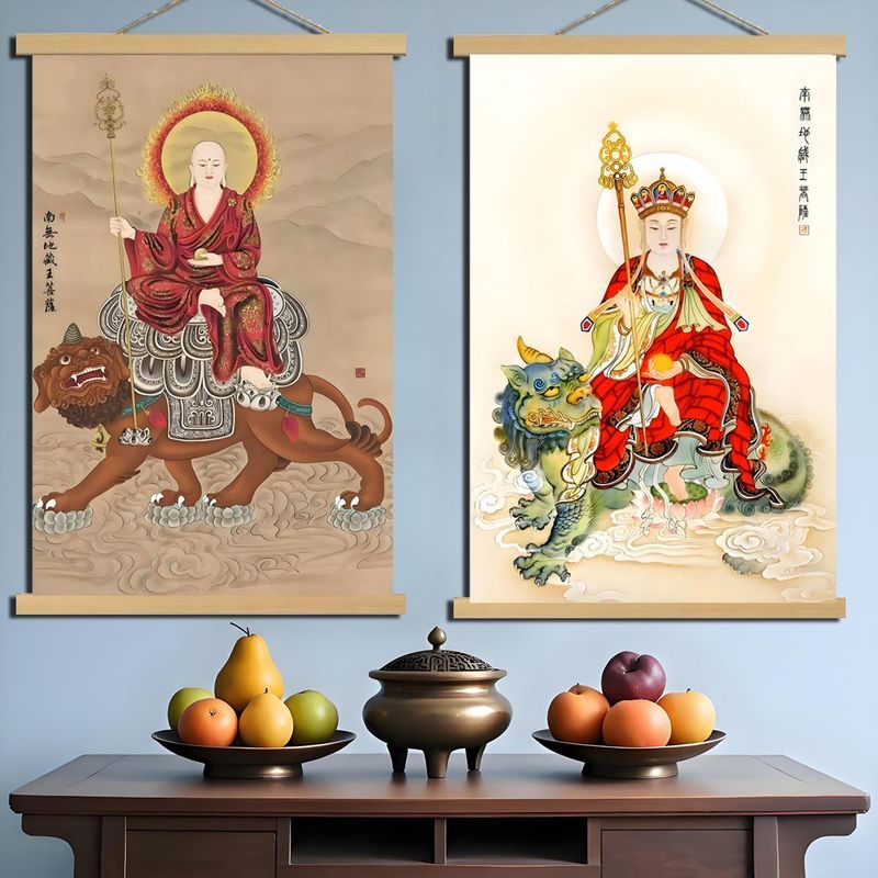 Jizo King พระโพธิสัตว์ภาพผูกพันแขวนภาพวาดพุทธ Hall Home Transfer Town House ห้องนั่งเล่น Hall House 