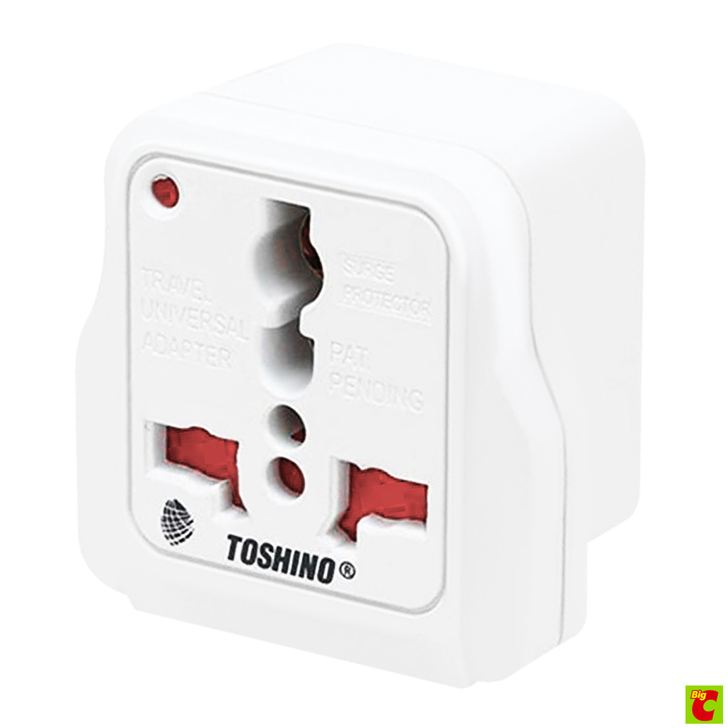 โตชิโน ปลั๊กแปลงขา พร้อมระบบ Surge Protection ขนาด 4.9 x 5 x 5.1 ซม.