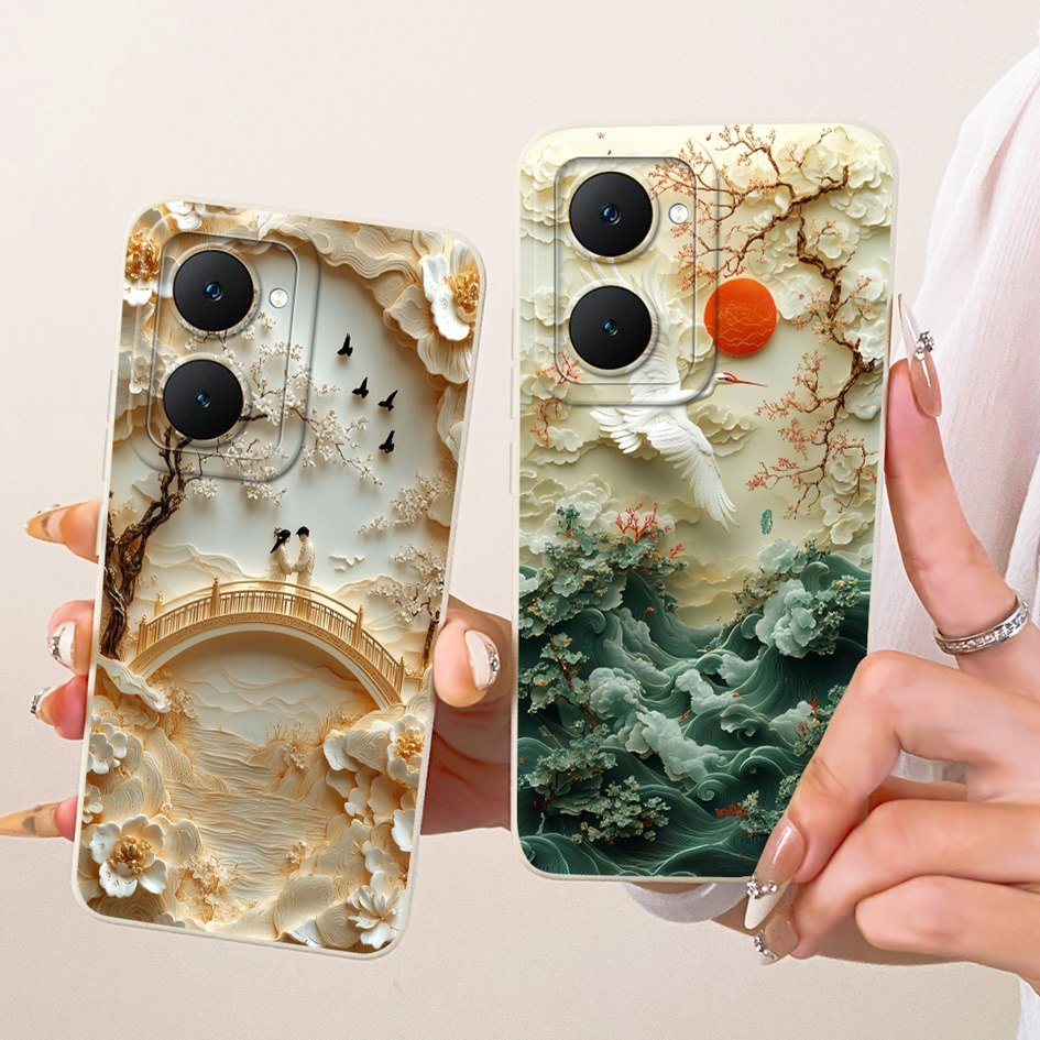 สําหรับ Vivo Y03 V2332 กรณีแฟชั่นใหม่ดอกไม้ซิลิโคนอ่อนนุ่มปกหลังสําหรับ Vivo Y18 Y18i Y18E V2350 T3 