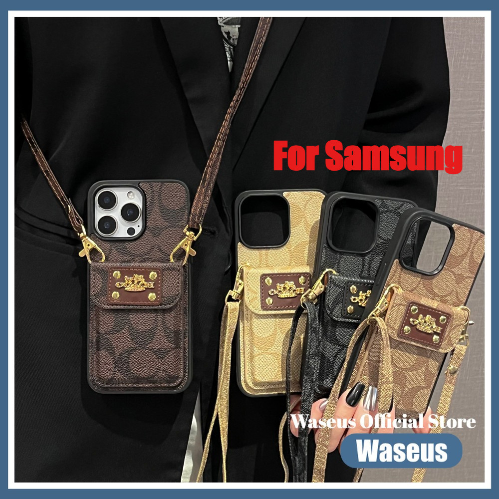 SAMSUNG หรูหราหนัง 3D ผู้ถือบัตรและCrossbodyสําหรับSamsung 25 Ultra S24 S23 Plus S22 S21 FE S20