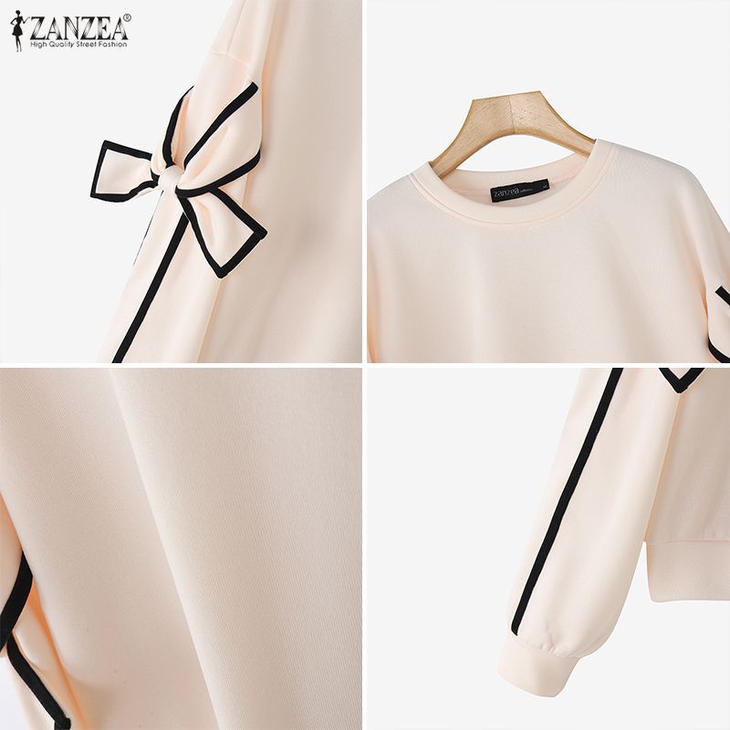 ZANZEA เสื้อลำลองสำหรับผู้หญิง แขนยาวคอกลม พิมพ์ลายสวยงาม สไตล์เกาหลี เนื้อผ้าสวมใส่สบาย - รูปที่ 7