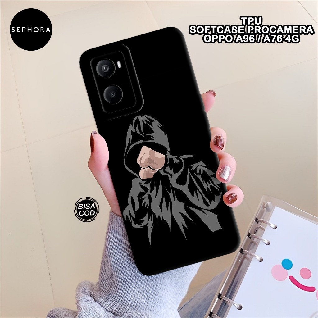 เคส HP ล่าสุด OPPO A96 / A76 4G - เคสแฟชั่นสีดํา - เคส OPPO A96 / A76 4G Softcase - เคสกล้อง Pro - เ